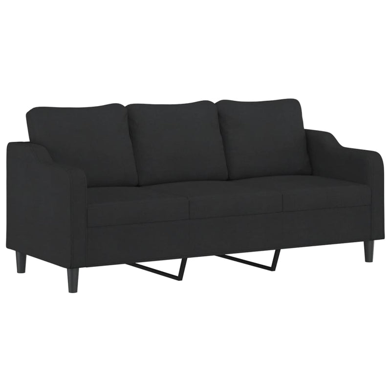 Set de canapele cu perne, 4 piese, negru, material textil