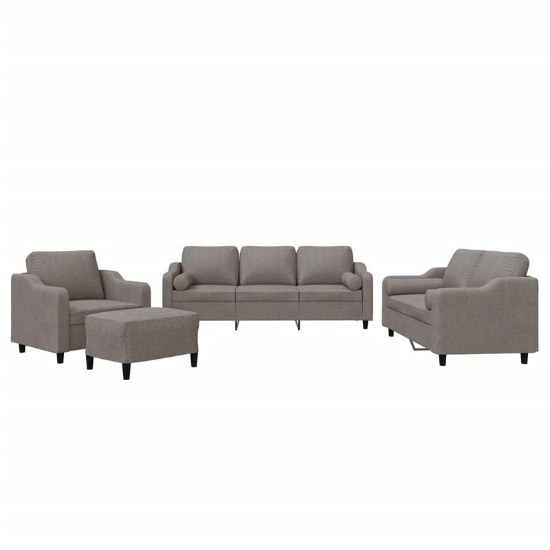 Set de canapele cu perne, 4 piese, gri taupe, textil