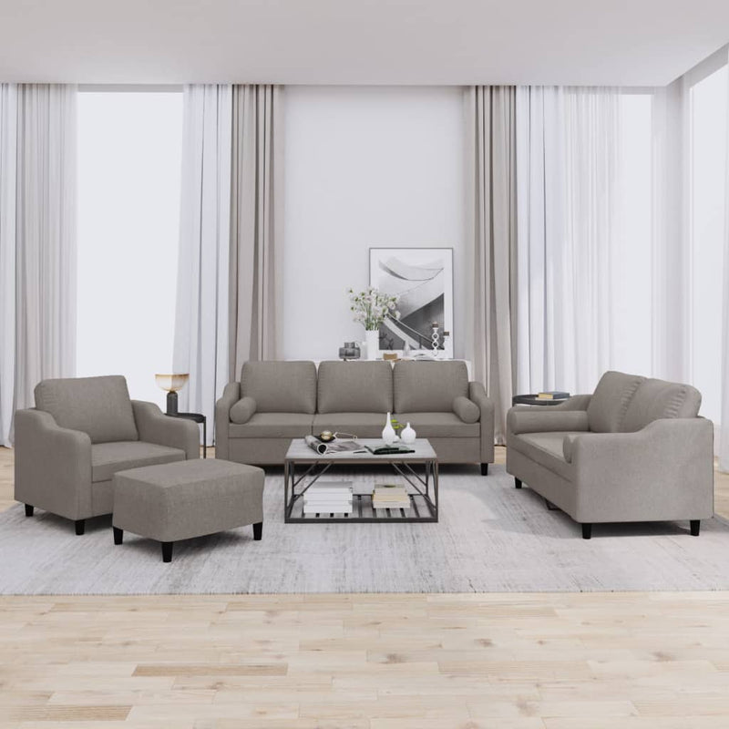 Set de canapele cu perne, 4 piese, gri taupe, textil