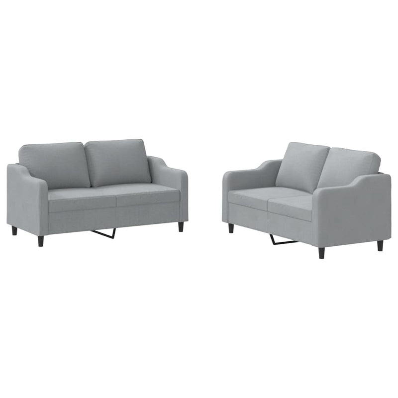 Set de canapele cu perne, 2 piese, gri deschis, textil