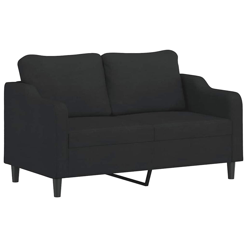 Set de canapele cu perne, 3 piese, negru, textil