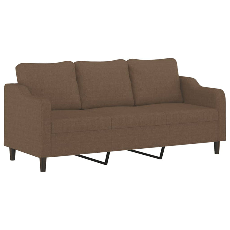 Set de canapele cu perne, 3 piese, maro, textil