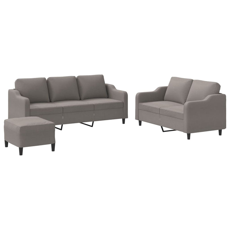 Set de canapea cu perne, 3 piese, gri taupe, material textil