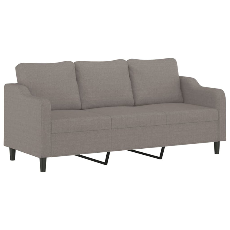Set de canapea cu perne, 3 piese, gri taupe, material textil
