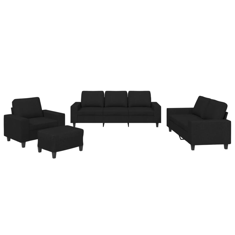 Set de canapele, 4 piese, negru, material textil