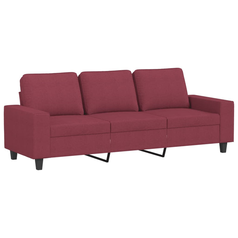 Set de canapea, 4 piese, roșu vin, material textil