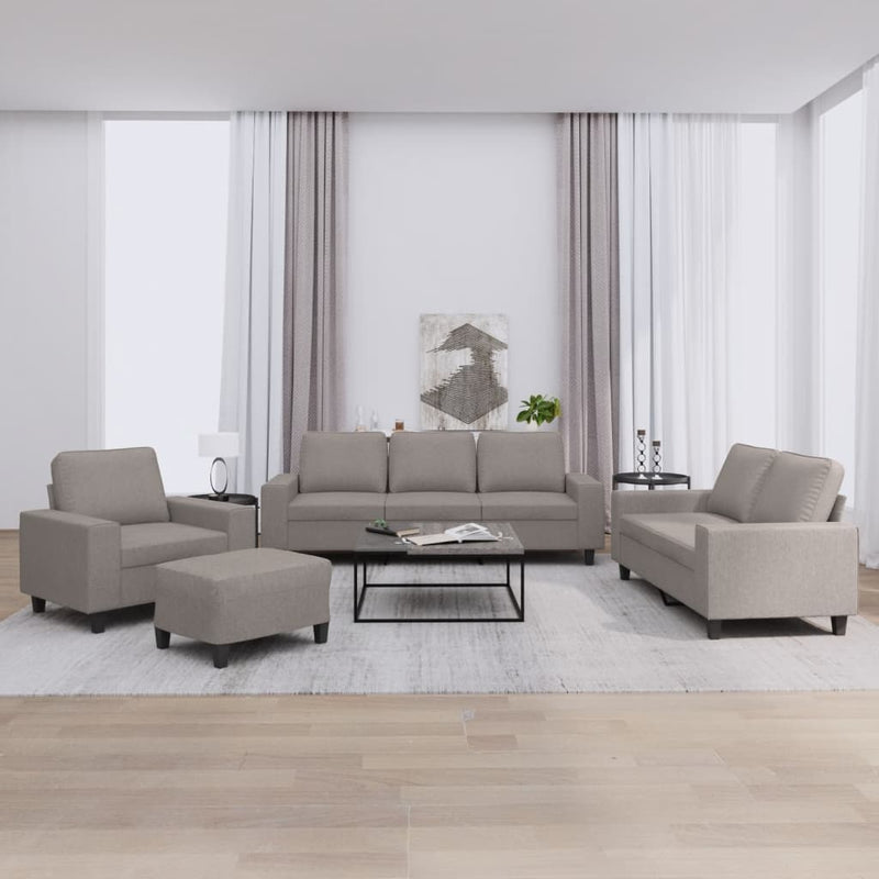 Set de canapele, 4 piese, gri taupe, textil