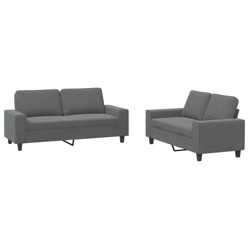 Set de canapele, 2 piese, gri închis, material textil