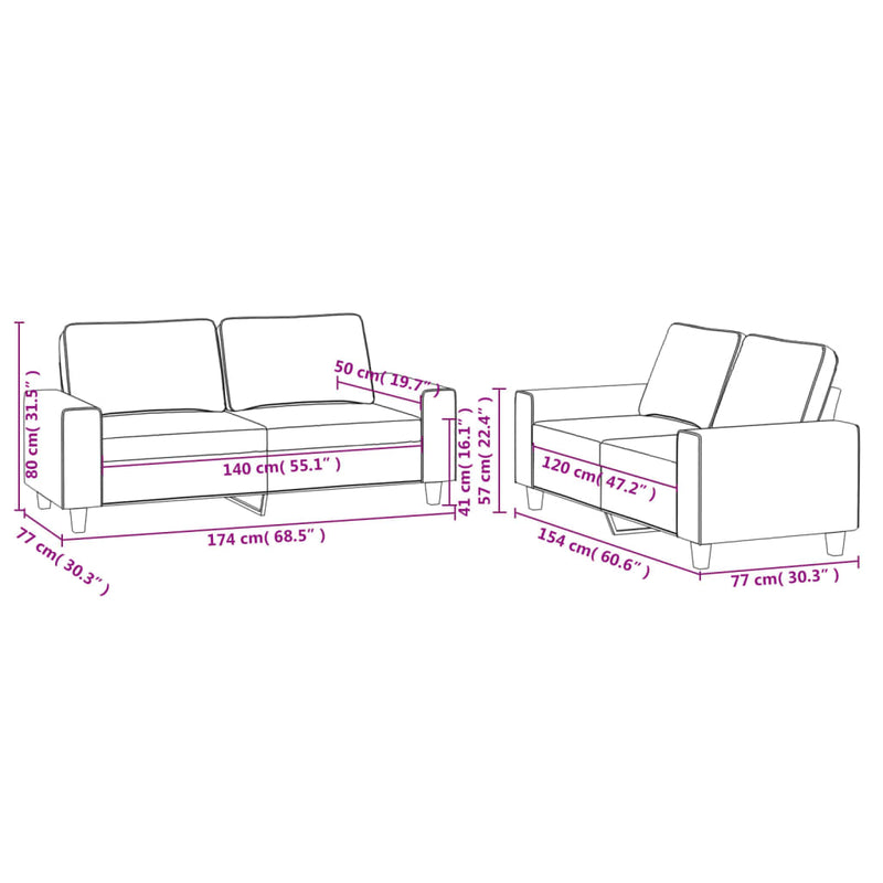 Set de canapele, 2 piese, maro, textil
