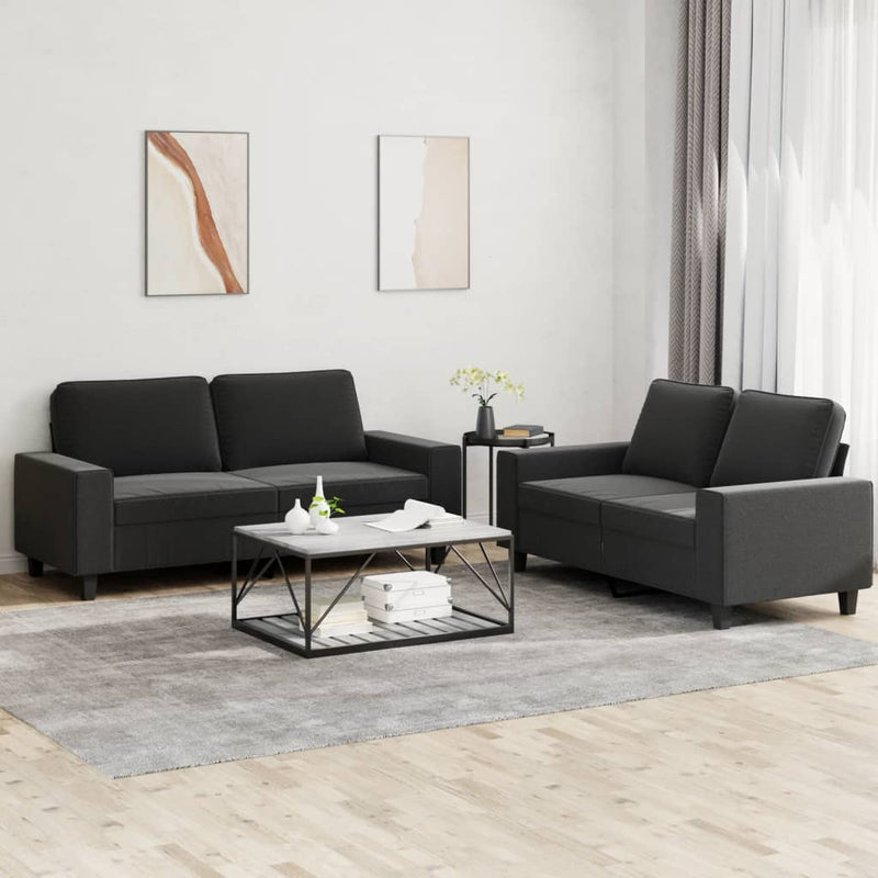 Set de canapele, 2 piese, negru, material textil