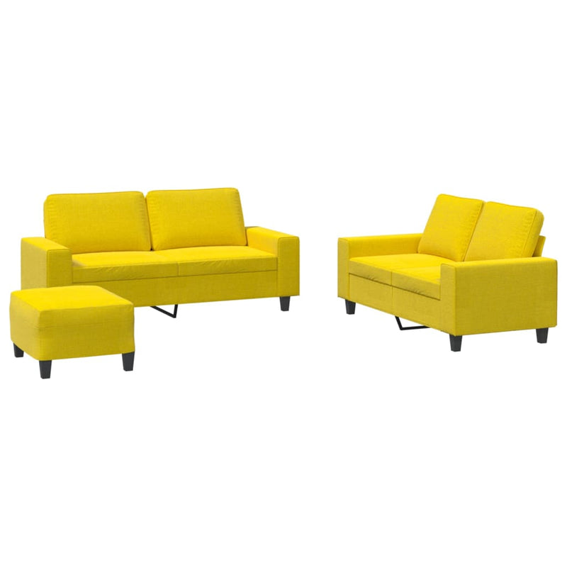 Set de canapele, 3 piese, galben deschis, textil
