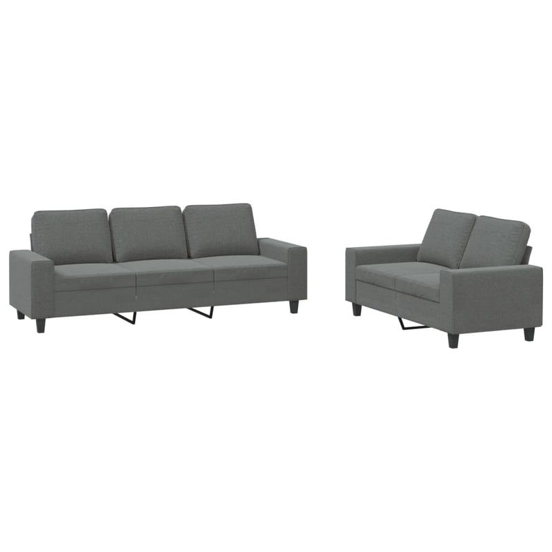 Set de canapele, 2 piese, gri închis, material textil