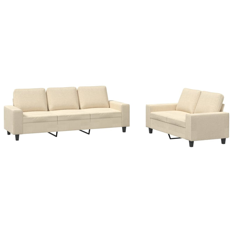 Set de canapele, 2 piese, crem, material textil