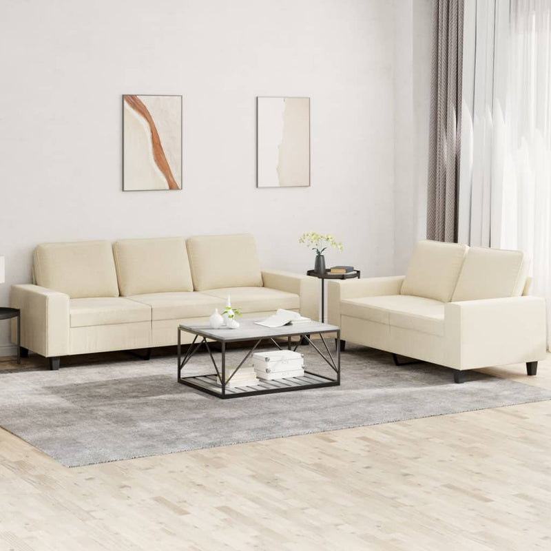 Set de canapele, 2 piese, crem, material textil