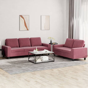 Set de canapea, 2 piese, roșu vin, material textil