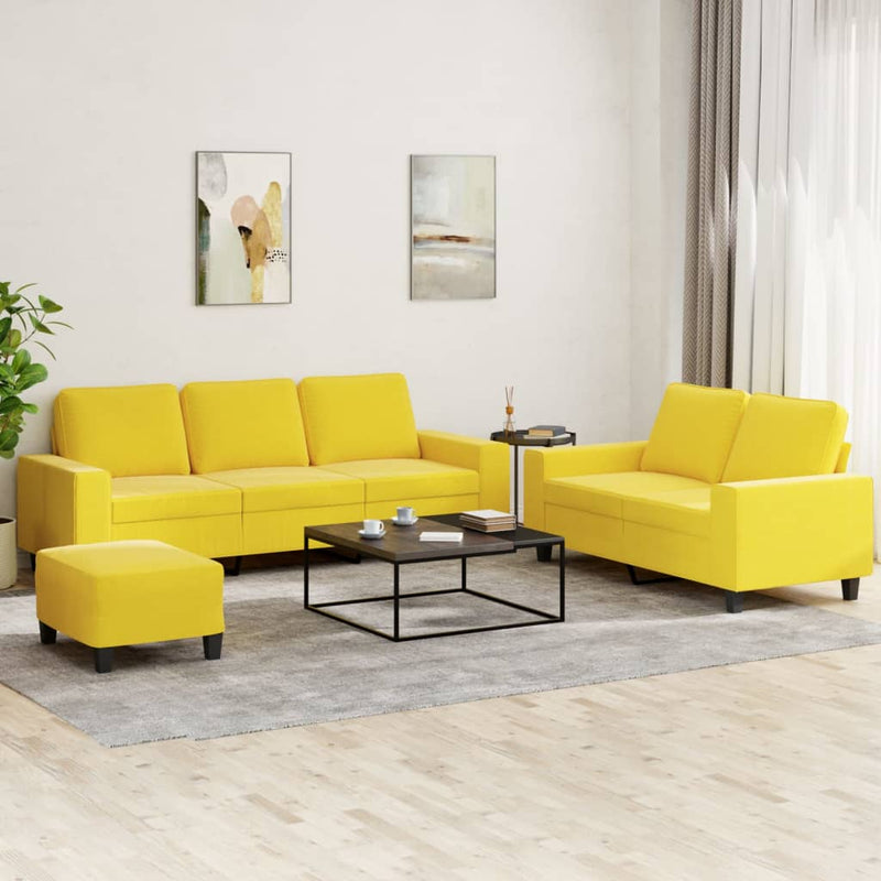 Set de canapele, 3 piese, galben deschis, textil