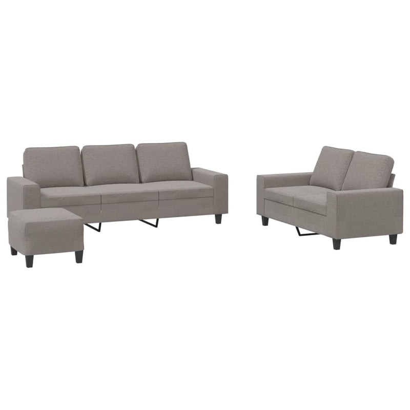 Set de canapele, 3 piese, gri taupe, textil