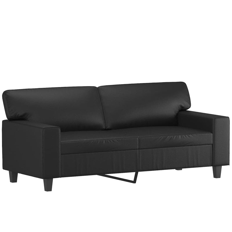 Set de canapele cu perne, 2 piese, negru, piele ecologică