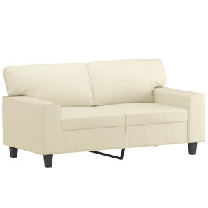 Set de canapele cu perne, 2 piese, crem, piele ecologică