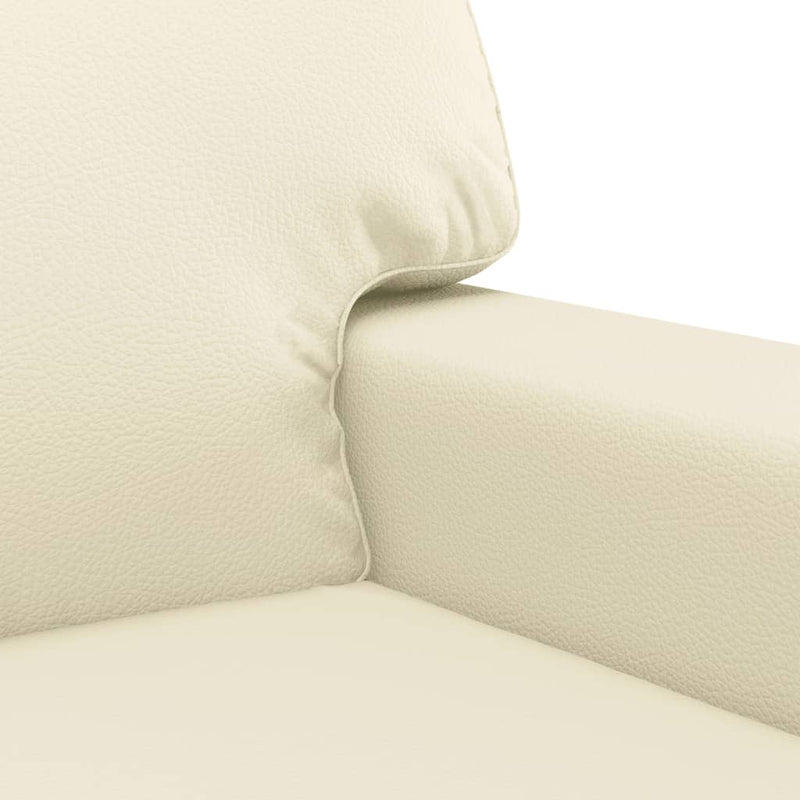 Set de canapele cu perne, 2 piese, crem, piele ecologică
