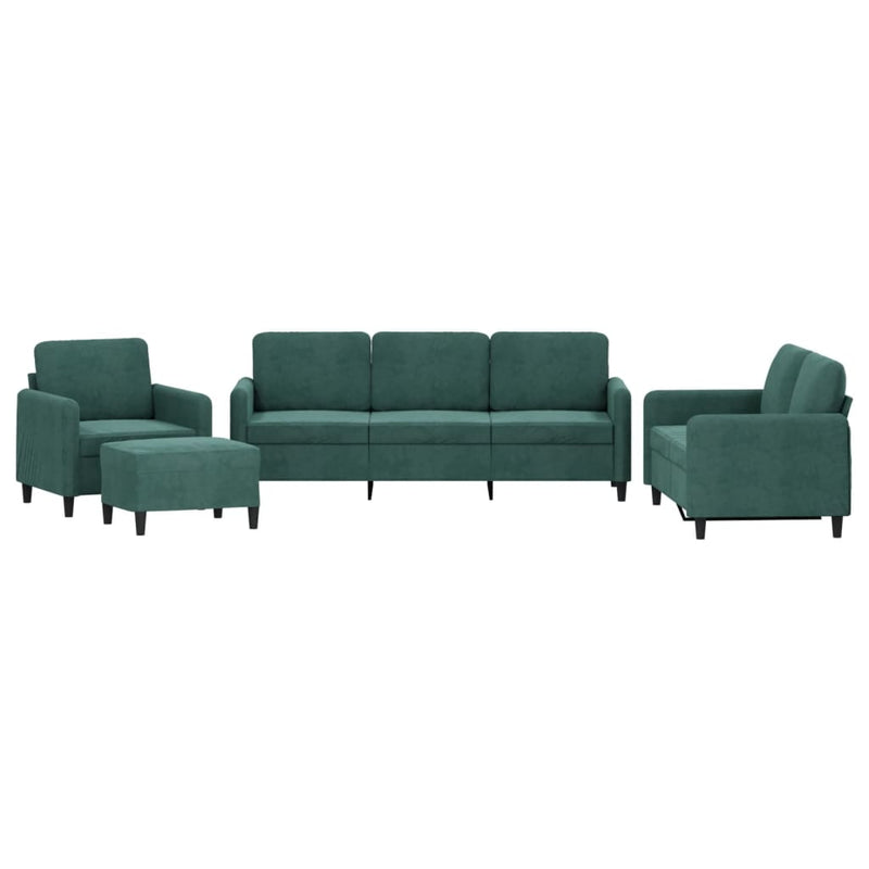 Set de canapele, 4 piese, verde închis, catifea