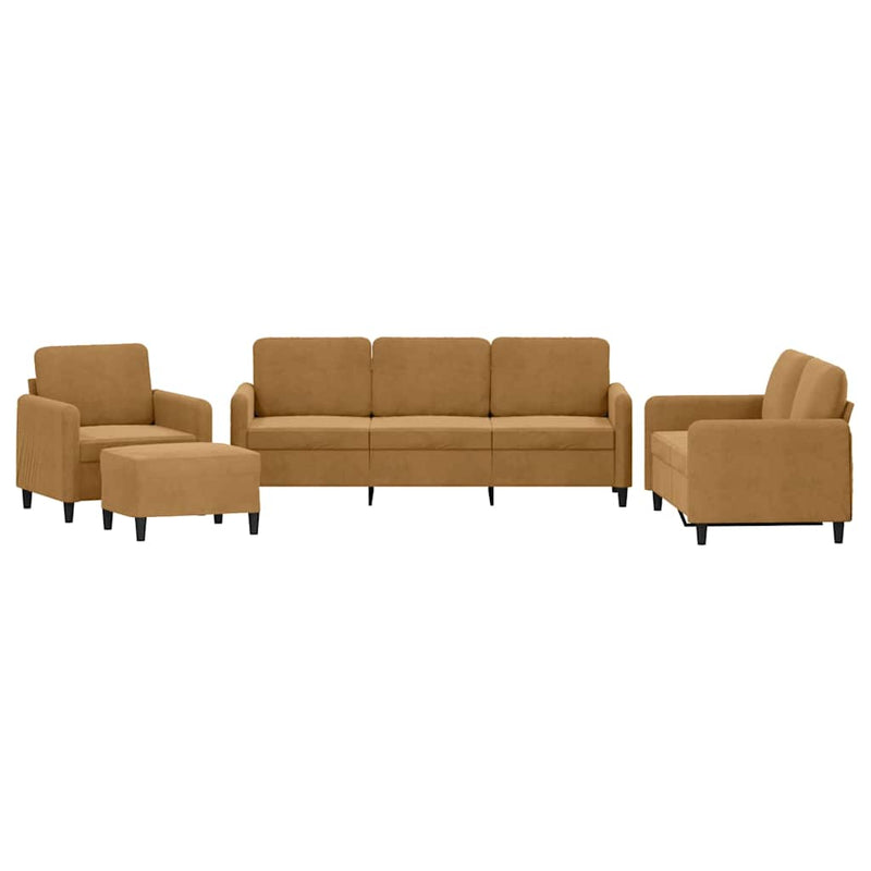 Set de canapele, 4 piese, maro, catifea