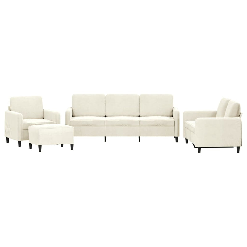 Set de canapele, 4 piese, crem, catifea