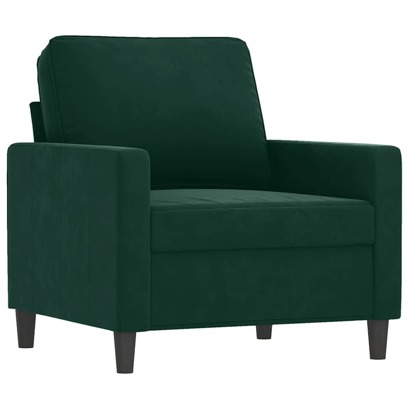 Set canapea cu perne, 3 piese, verde închis, catifea
