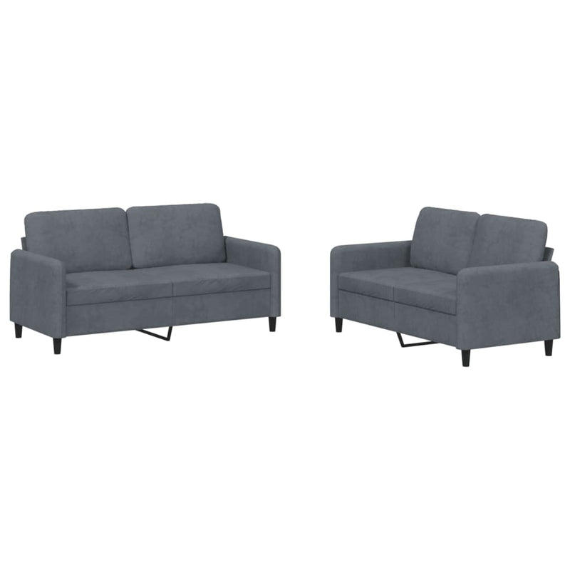 Set canapea, 2 piese, gri închis, catifea