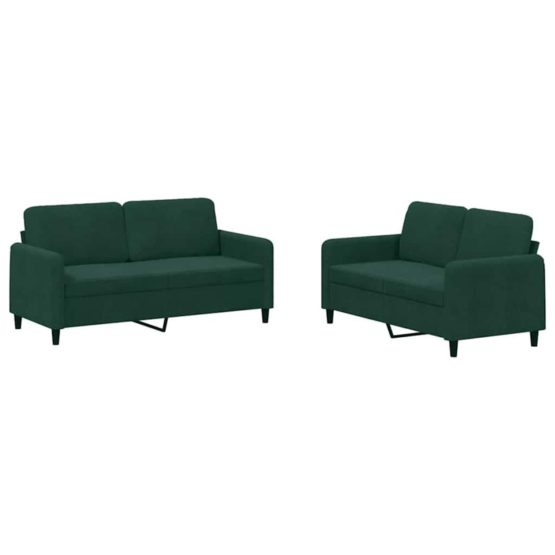 Set canapele, 2 piese, verde închis, catifea