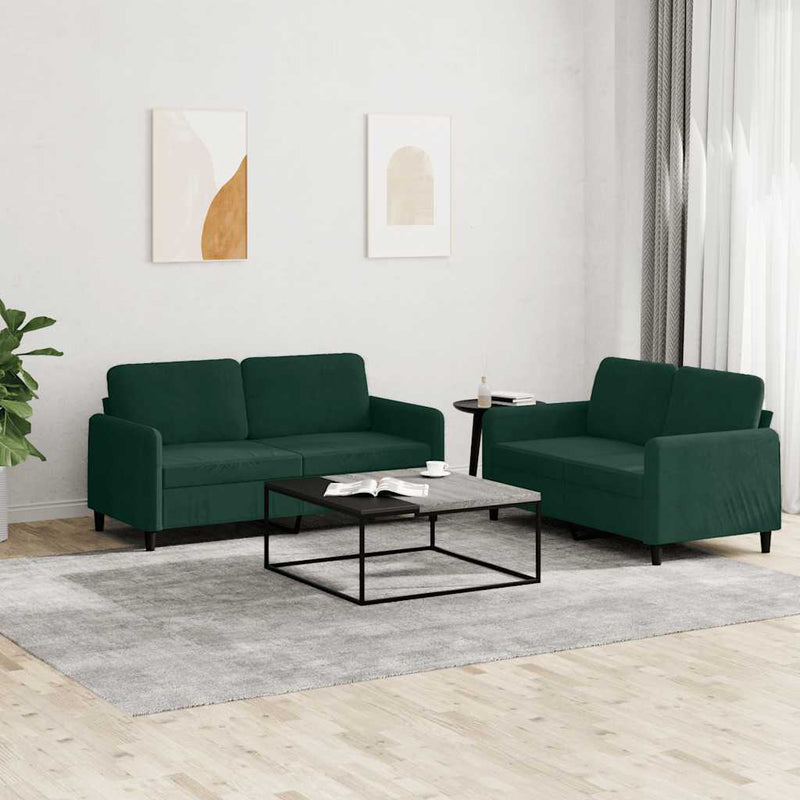 Set canapele, 2 piese, verde închis, catifea
