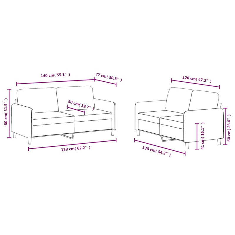 Set canapea 2 piese, galben, catifea