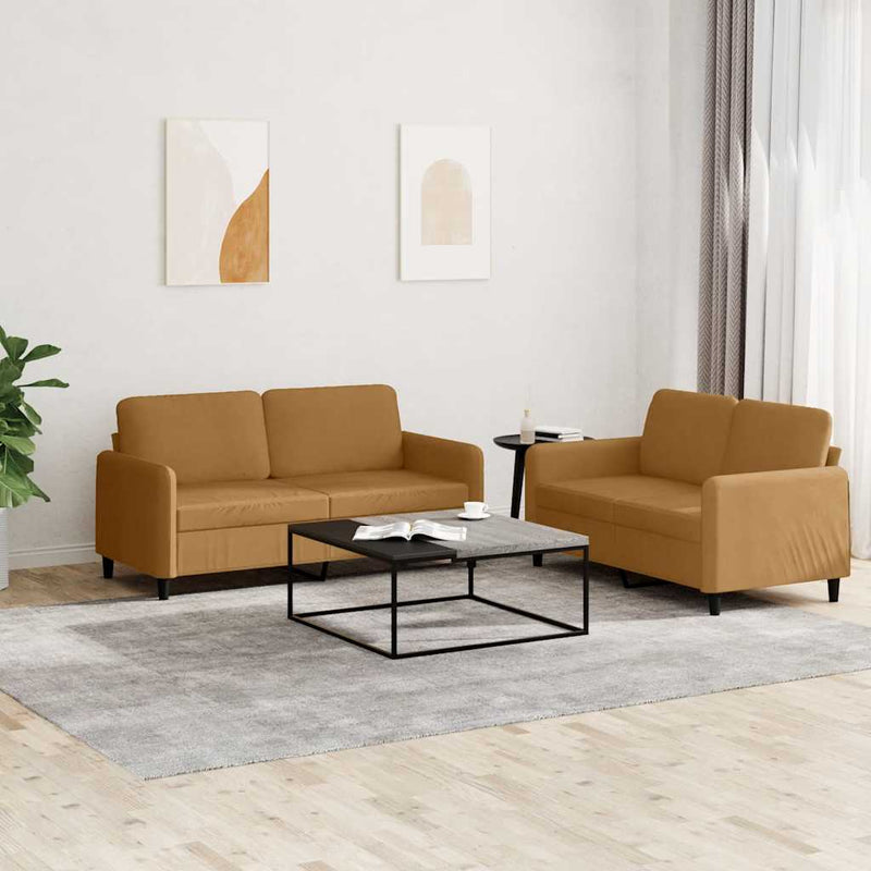 Set canapea 2 piese, maro, catifea