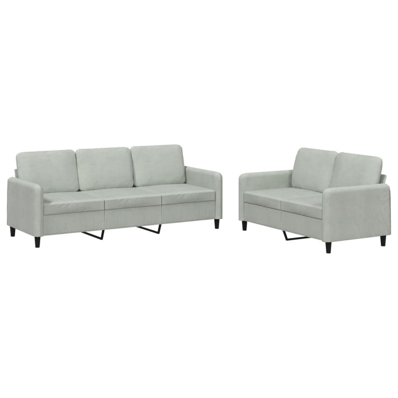 Set canapea, 2 piese, gri deschis, catifea