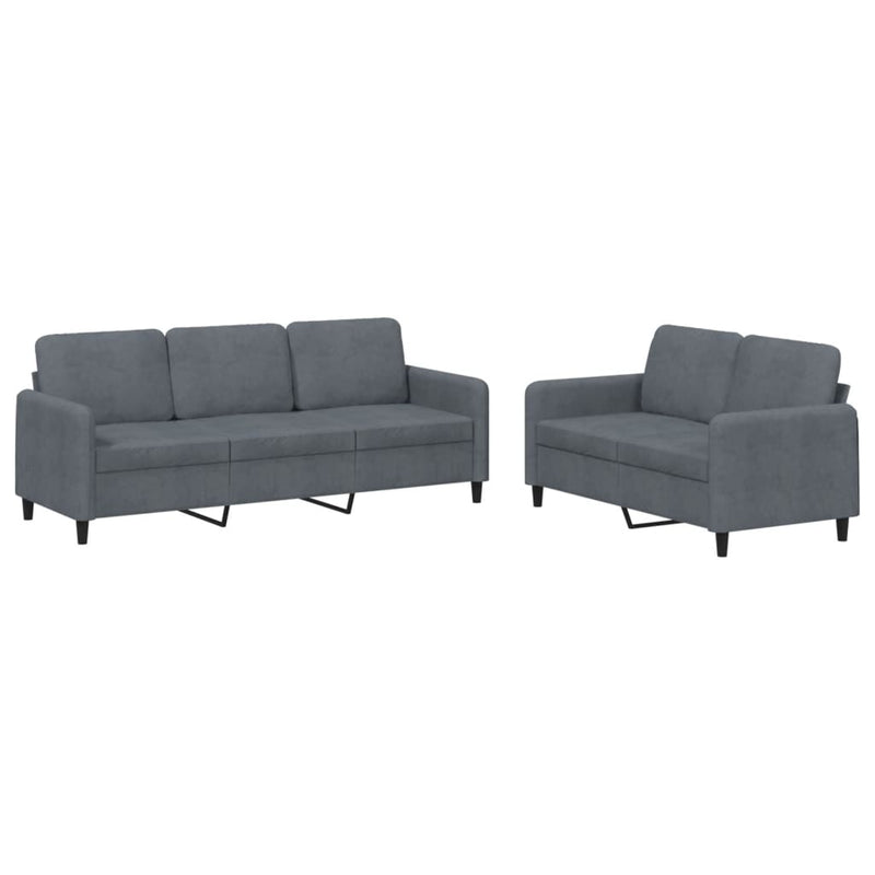 Set canapea, 2 piese, gri închis, catifea