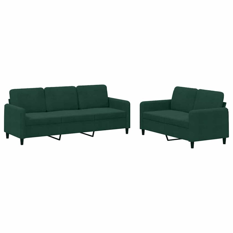 Set canapele, 2 piese, verde închis, catifea