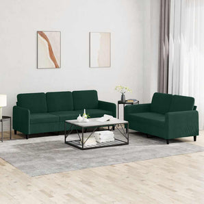 Set canapele, 2 piese, verde închis, catifea