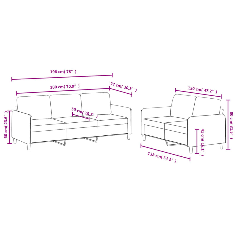 Set canapea 2 piese, negru, catifea