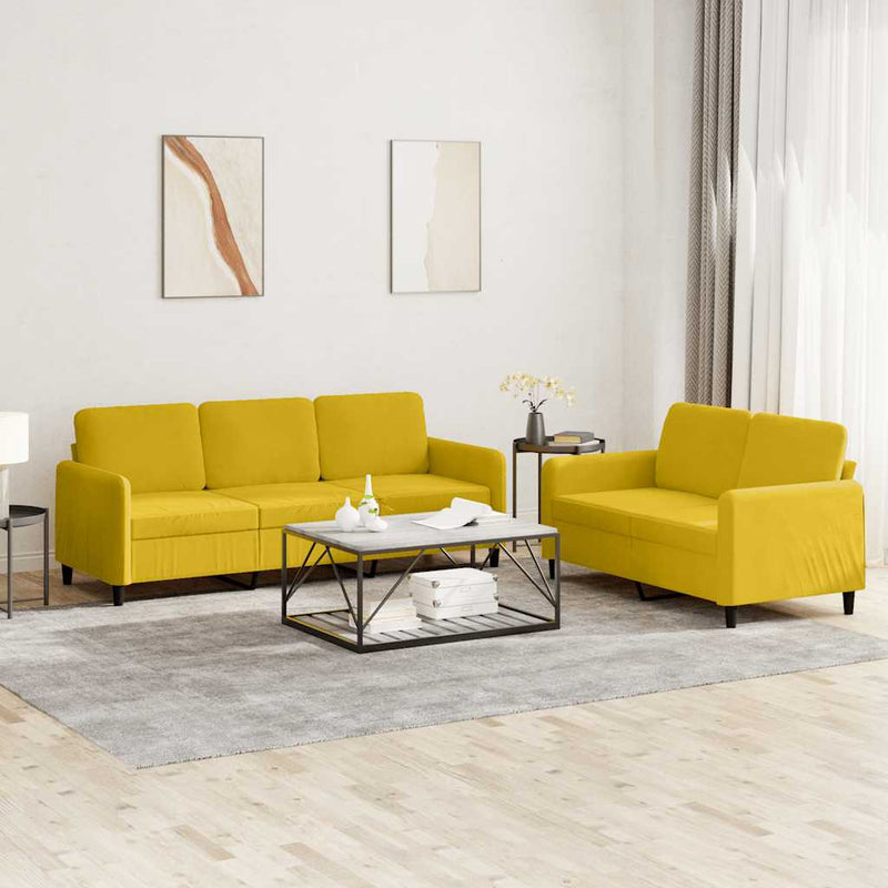 Set canapea 2 piese, galben, catifea