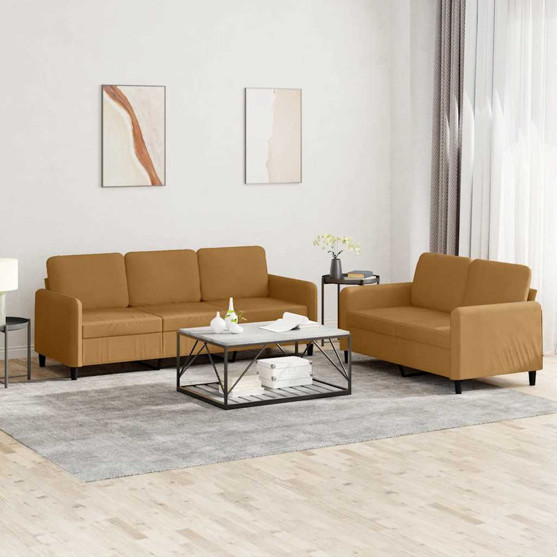 Set canapea 2 piese, maro, catifea