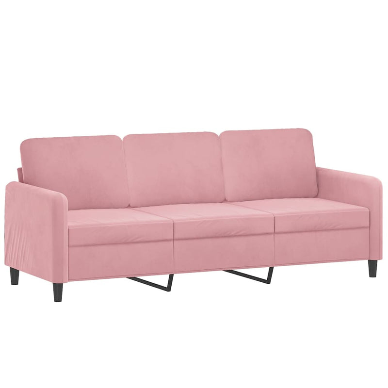 Set canapea cu perne, 3 piese, roz, catifea
