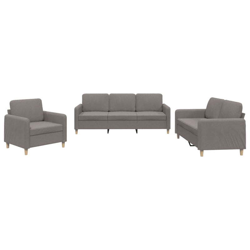 Set de canapea cu perne, 3 piese, gri taupe, material textil