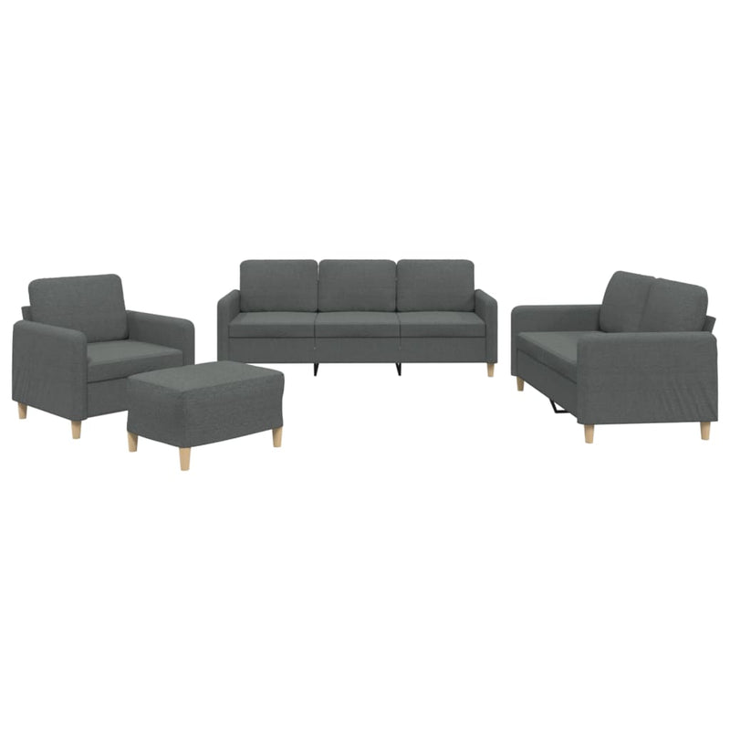 Set de canapele cu perne, 4 piese, gri închis, textil