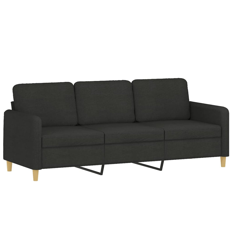 Set de canapele cu perne, 4 piese, negru, textil