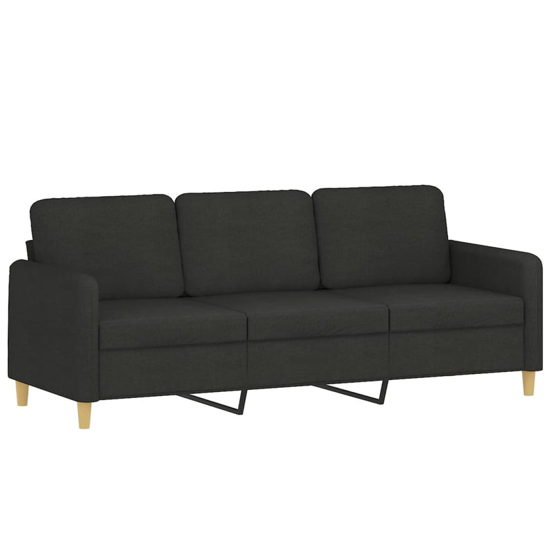 Set de canapele cu perne, 4 piese, negru, material textil
