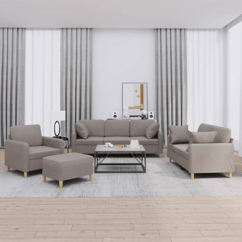 Set de canapele cu perne, 4 piese, gri taupe, textil