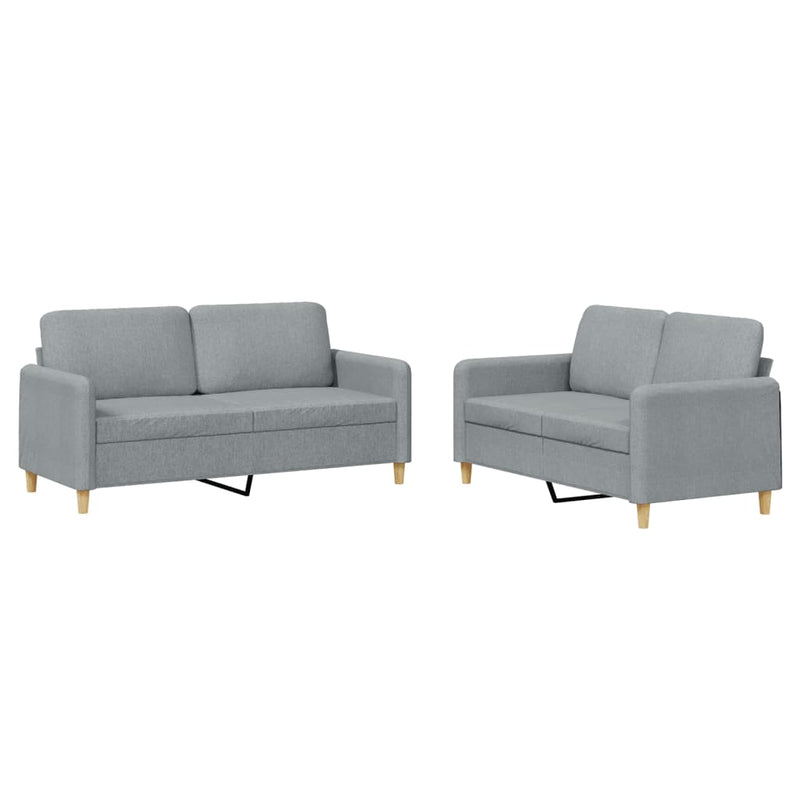 Set de canapele cu perne, 2 piese, gri deschis, textil