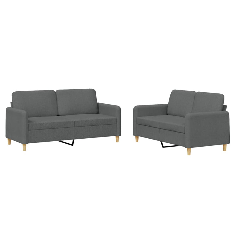 Set de canapele cu perne, 2 piese, gri închis, textil