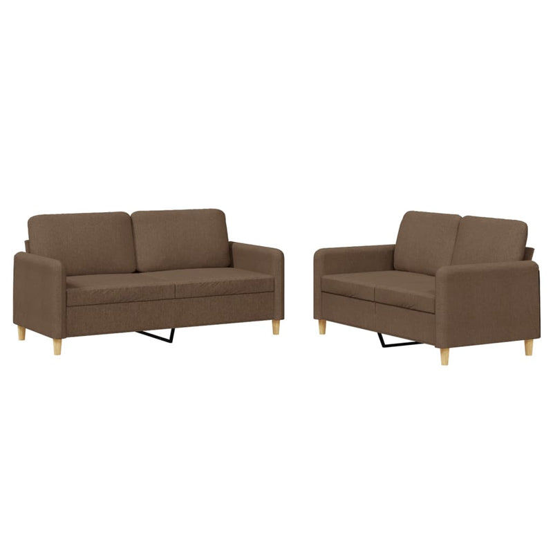 Set de canapele cu perne, 2 piese, maro, textil