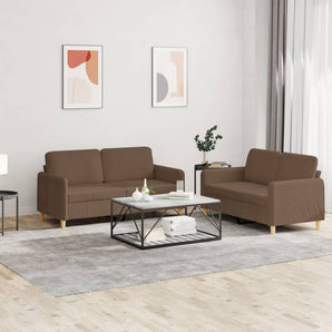Set de canapele cu perne, 2 piese, maro, textil